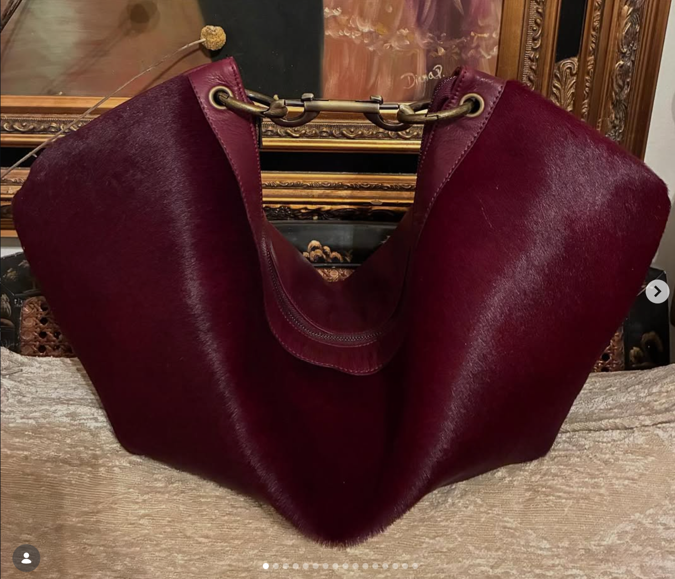 Pierre Laborde Monochrome Leather & Pony Hair Medium Shoulder Bag - Burgundy