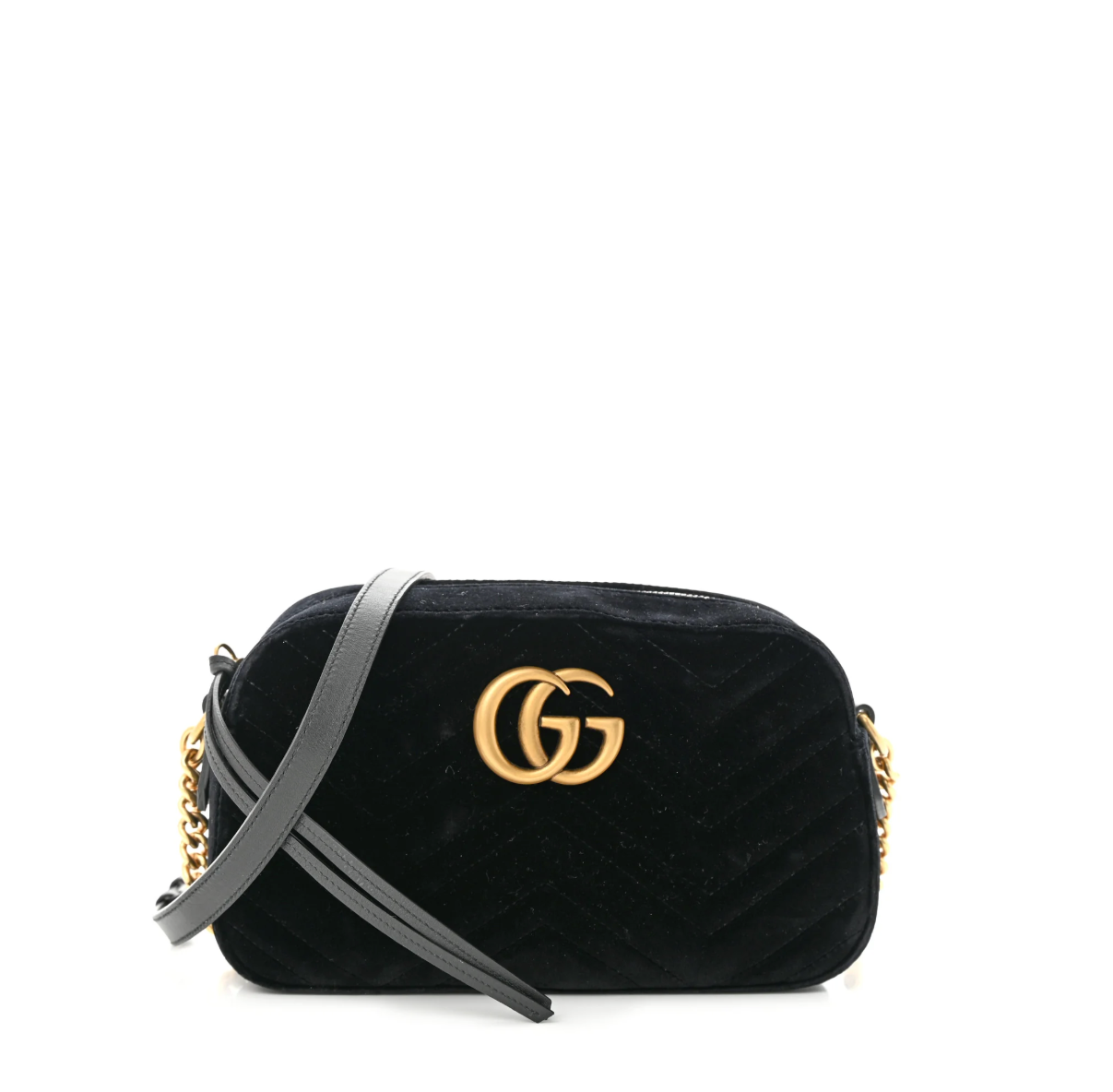 Gucci Velvet Matelasse Small GG Marmot Chain Shoulder Bag