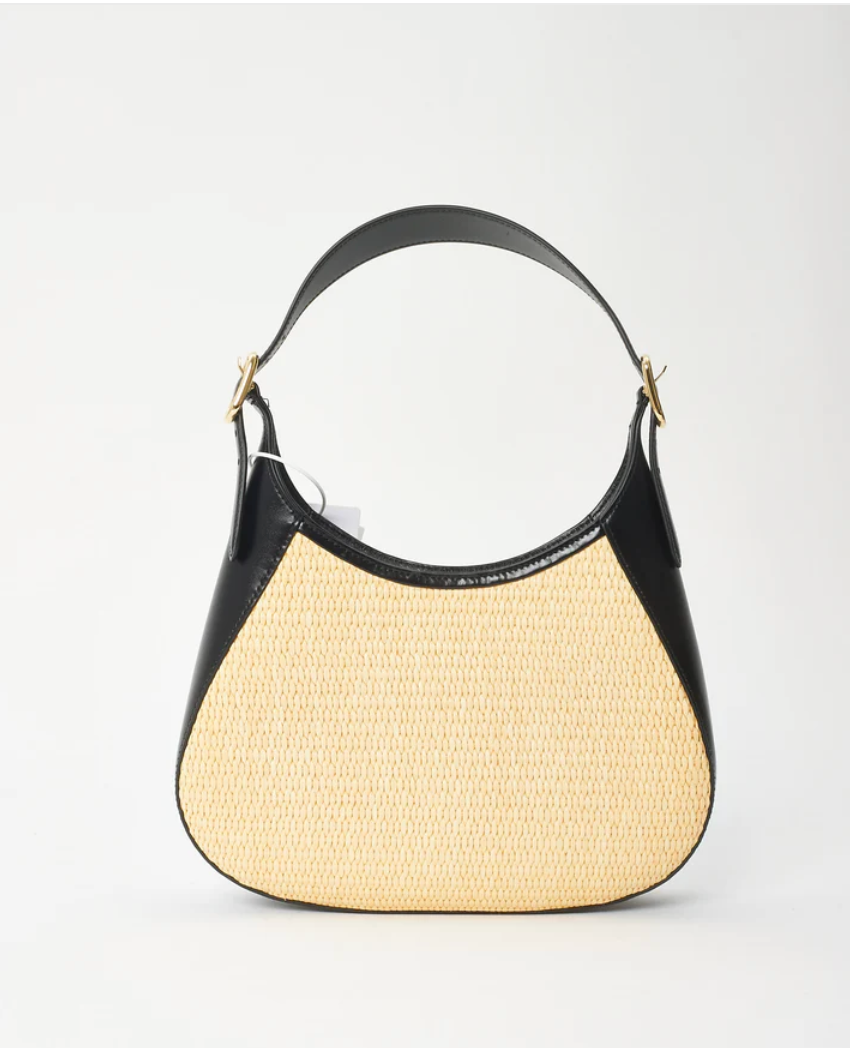 Prada Cleo Leather & Raffia - Black