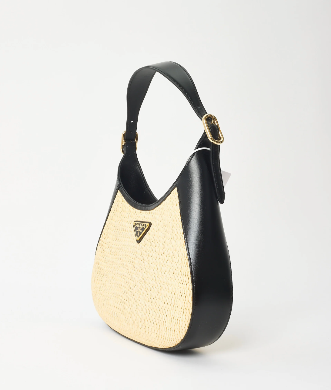 Prada Cleo Leather & Raffia - Black