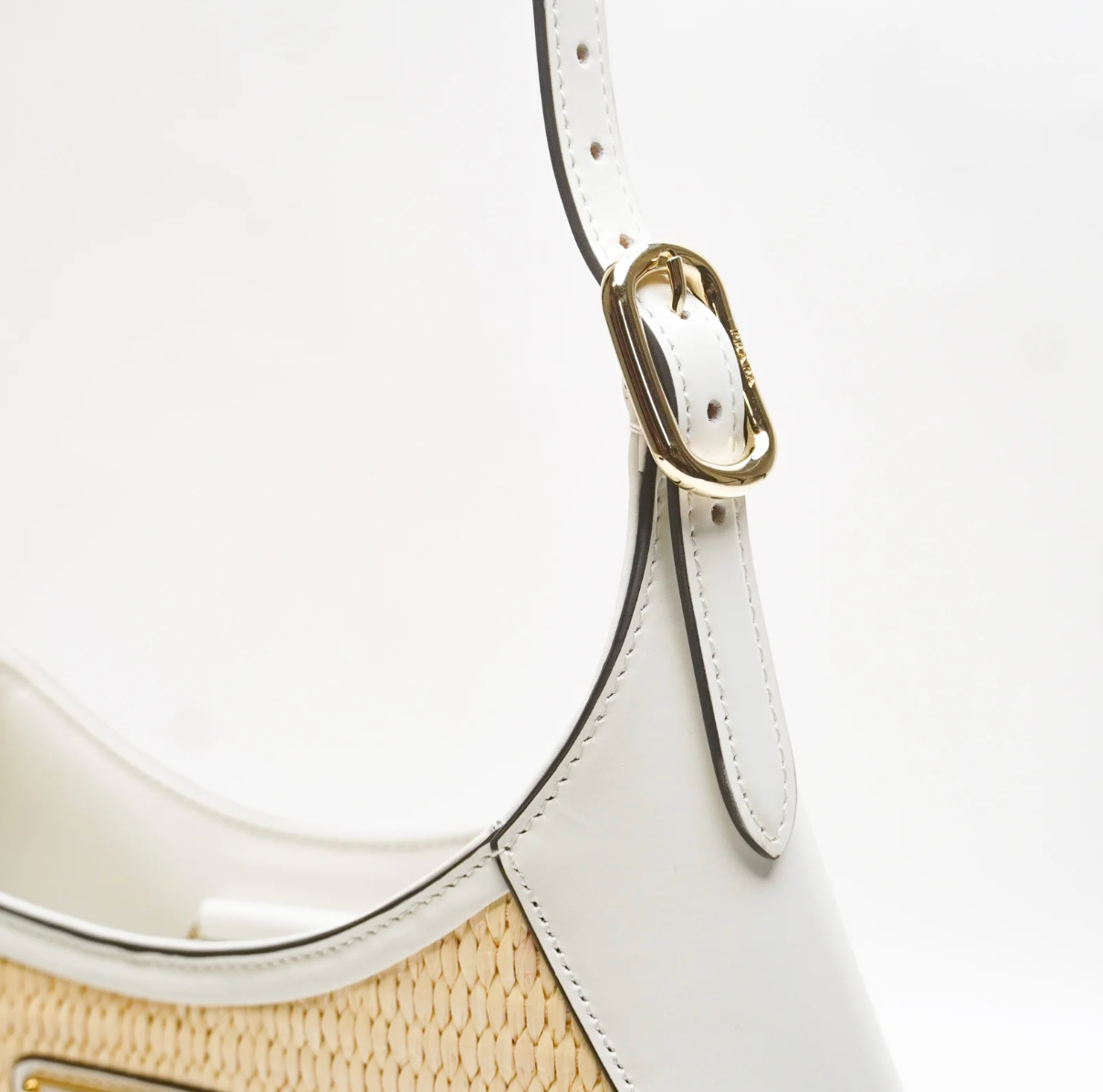 Prada Cleo Leather & Raffia - White