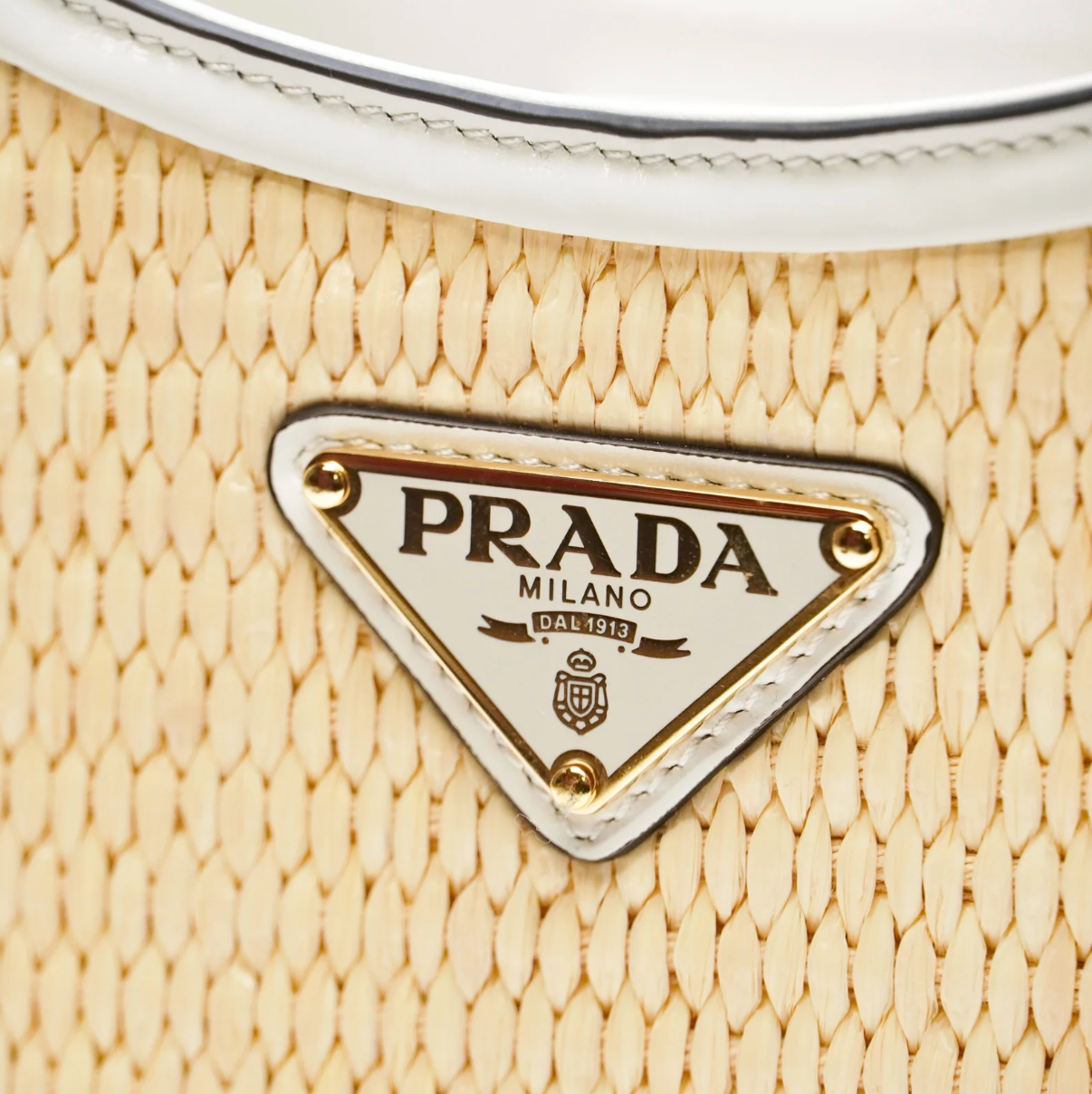 Prada Cleo Leather & Raffia - White