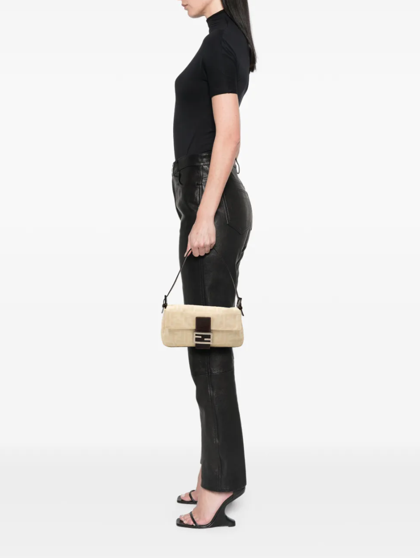 Fendi 2000-2010 Zucca Canvas Baguette Shoulder Bag
