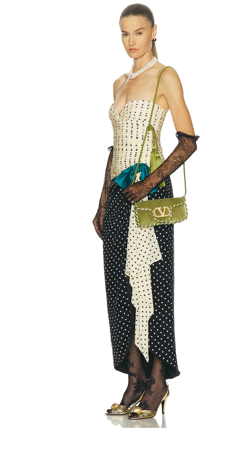 Valentino Garavani Loco Clutch — Olive Green Velvet