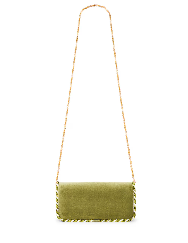 Valentino Garavani Loco Clutch — Olive Green Velvet