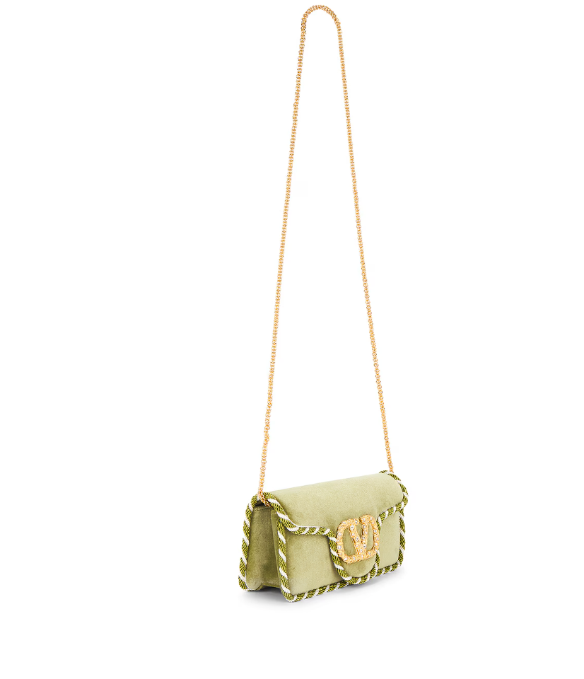 Valentino Garavani Loco Clutch — Olive Green Velvet