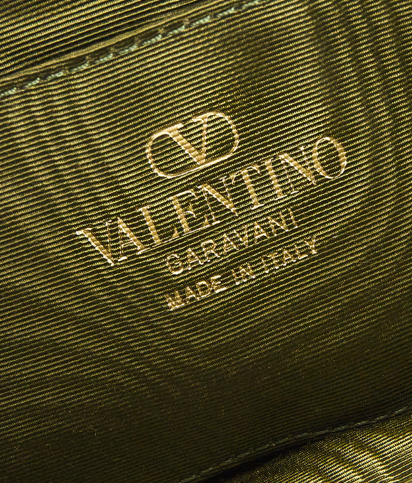 Valentino Garavani Loco Clutch — Olive Green Velvet
