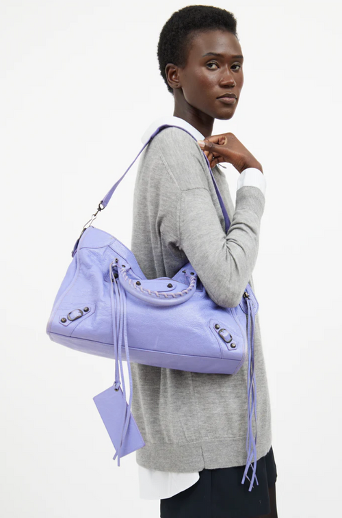 Balenciaga Motorcross City Bag - Lilac