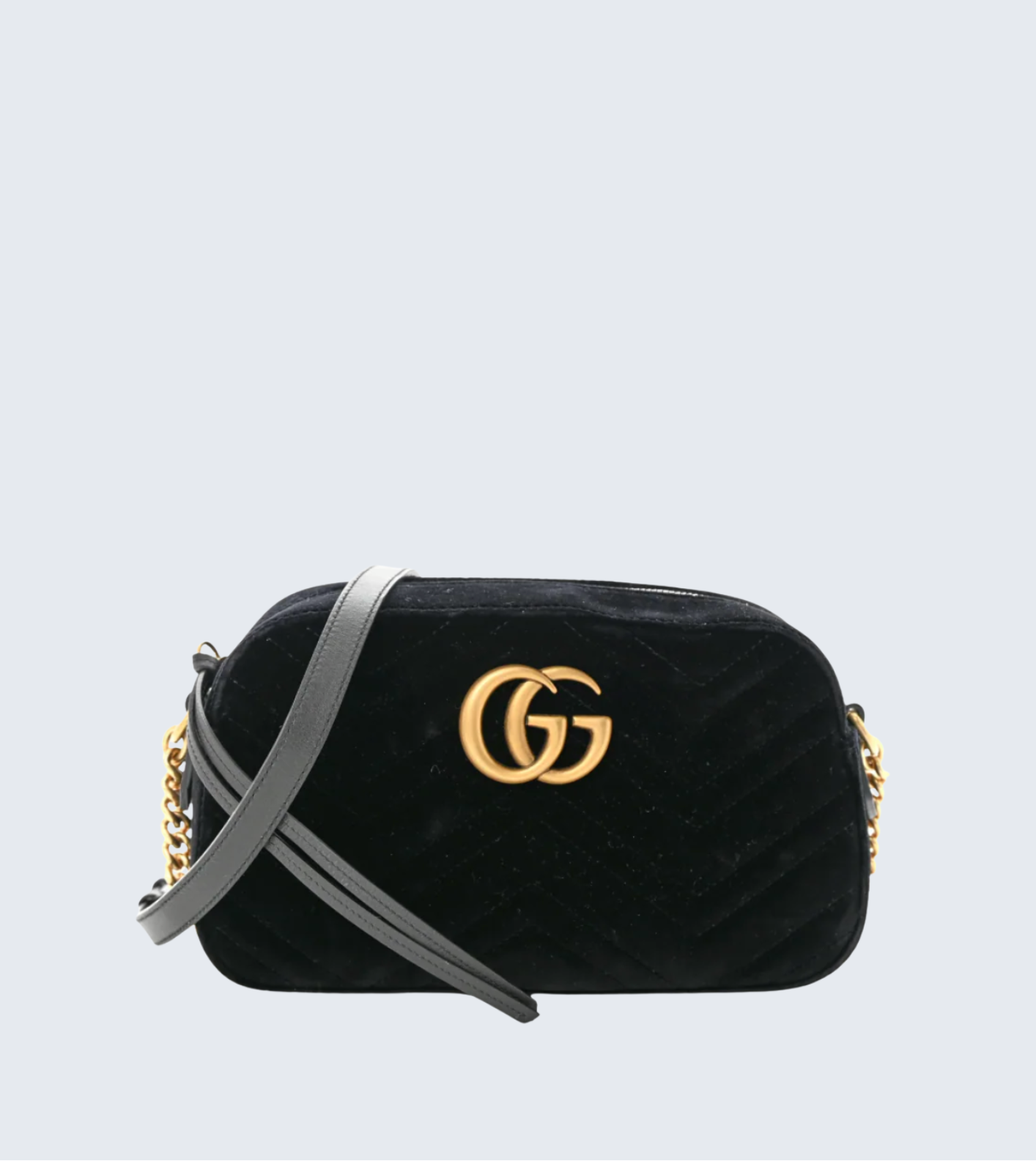 Gucci Velvet Matelasse Small GG Marmot Chain Shoulder Bag