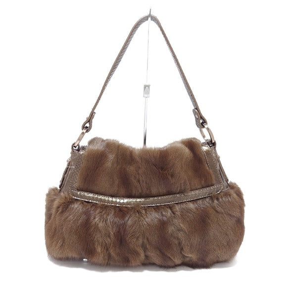 Fendi Chef 2004 Rabbit Fur & Python Shoulder Bag