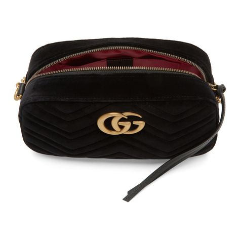 Gucci Velvet Matelasse Small GG Marmot Chain Shoulder Bag