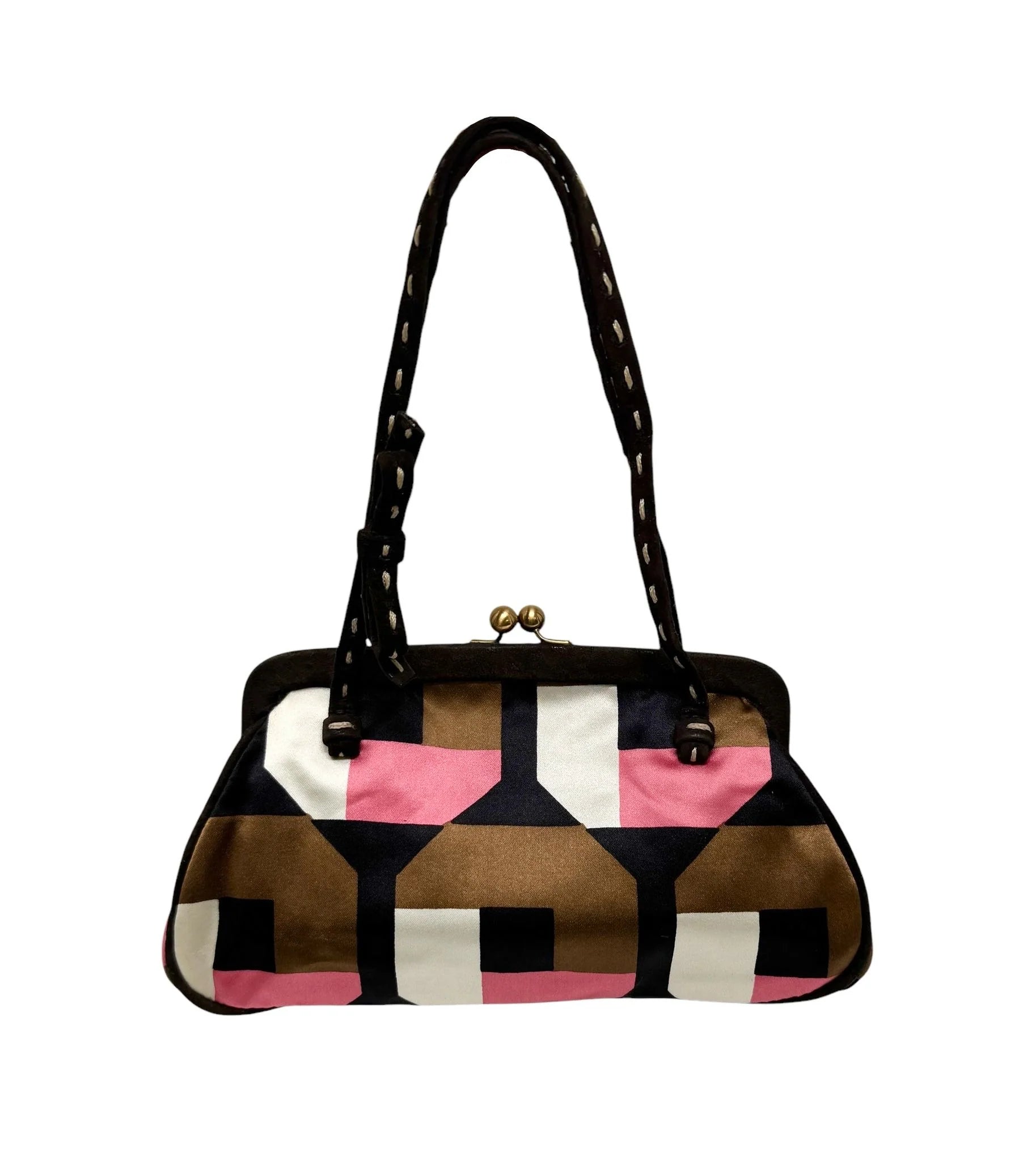 Prada Geometric Kisslock Silk Mini Bag