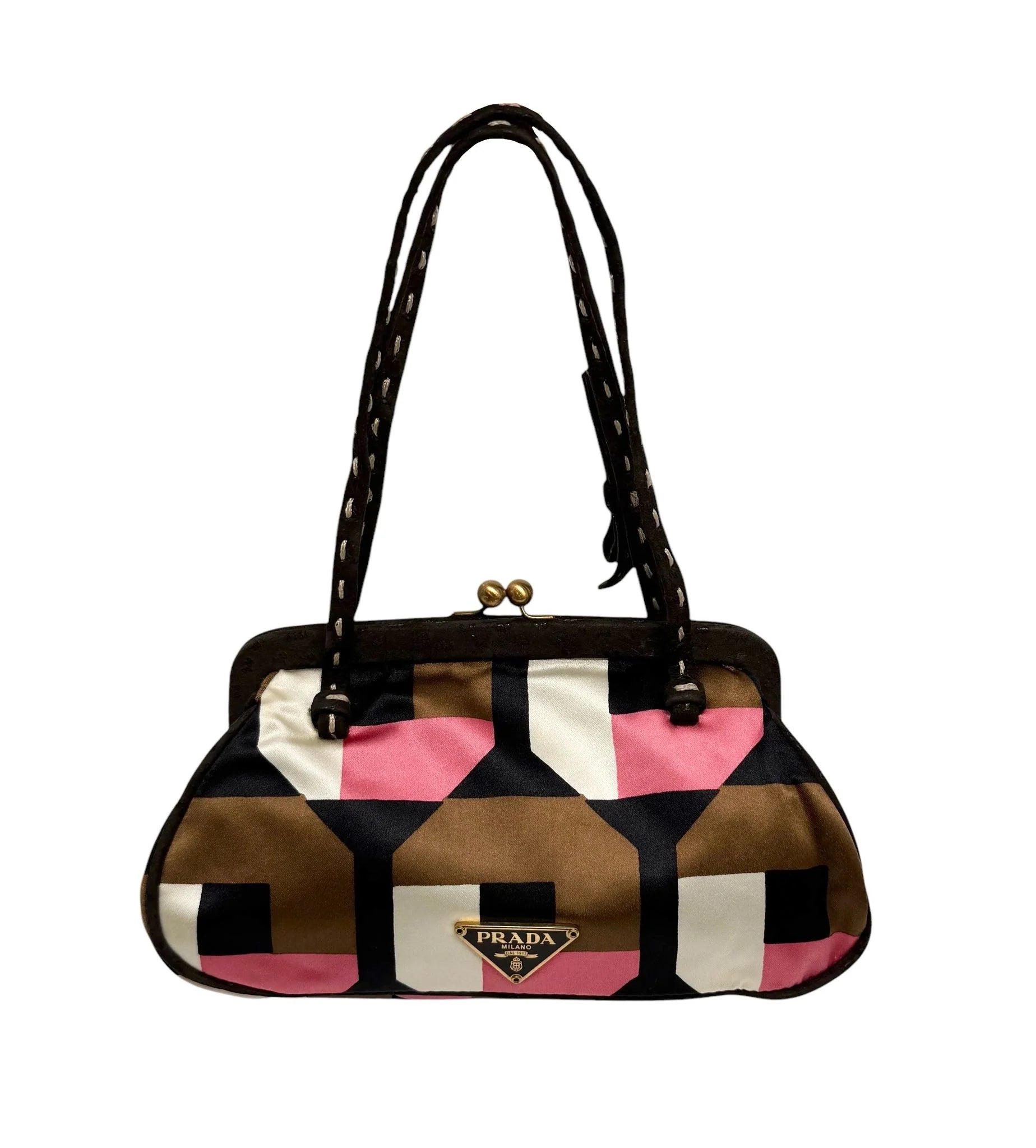 Prada Geometric Kisslock Silk Mini Bag